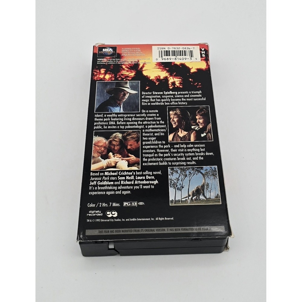 Universal Jurassic Park VHS 1994 Spielberg Jeff Goldblum Vintage Open - Picture 2 of 7